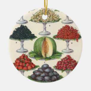 Ornamento De Cerâmica Fruta de Vintage Comida Assortada em Bandejas para
