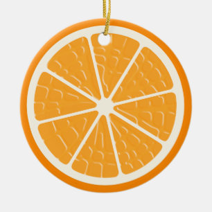 Ornamento De Cerâmica Fruta Estriada Laranja
