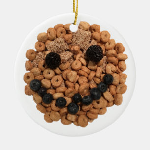 Ornamento De Cerâmica Fruta Sorridente e Face Cereal