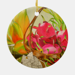 Ornamento De Cerâmica Fruta tropical aquarela e pintura de arte vital