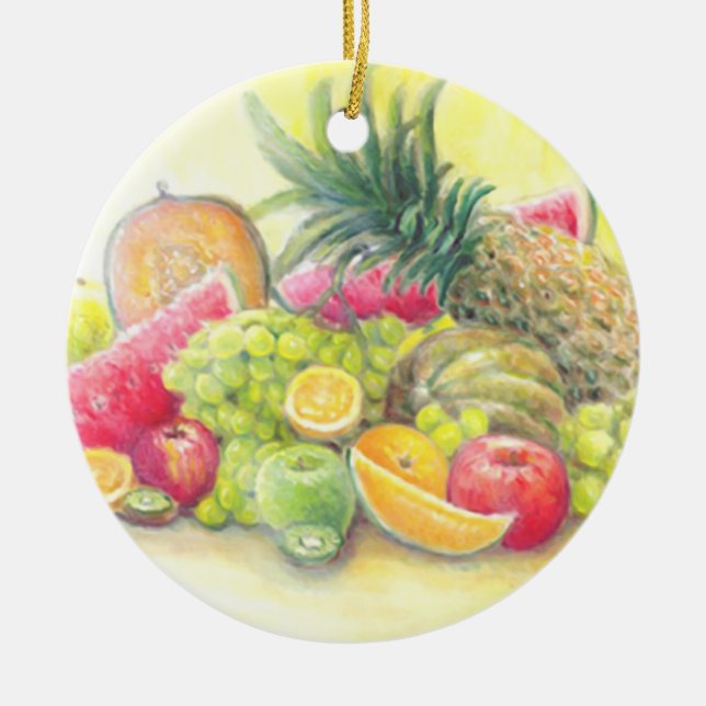 Ornamento De Cerâmica Frutas felizes (Frente)