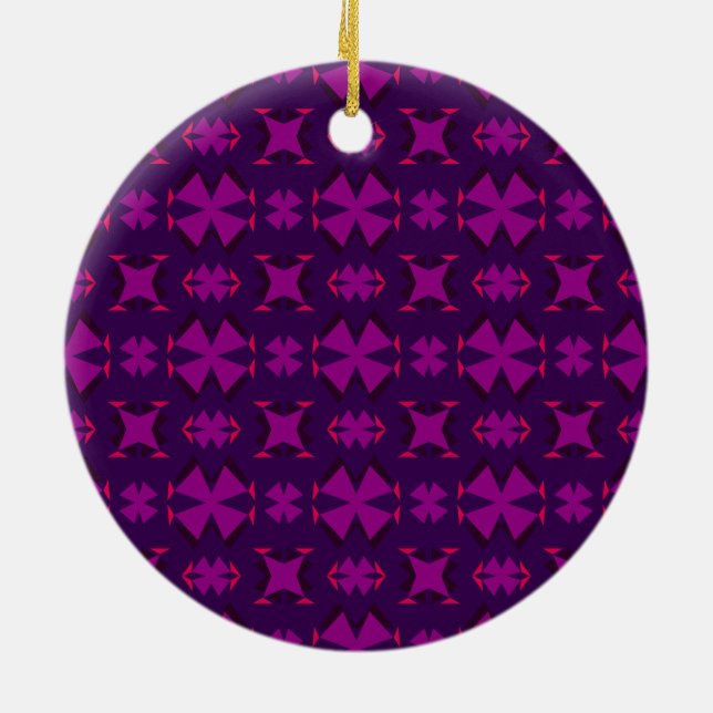 Ornamento De Cerâmica Fuchsia Geotech: A Vibrant Abstract Geometric Text (Traseira)