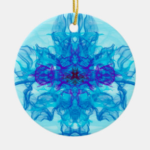 Ornamento De Cerâmica FUMAÇA AZUL - Arte Fractal -