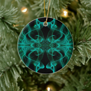 Ornamento De Cerâmica Fumaça Verde Simétrica Minimalista Preta