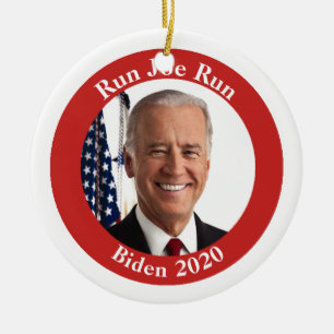 Ornamento De Cerâmica Funcione Joe funcionado - Biden 2020 - seu texto