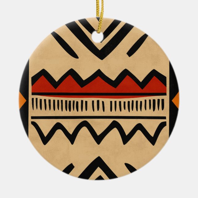 Ornamento De Cerâmica Fundo africano em cores quentes (Frente)