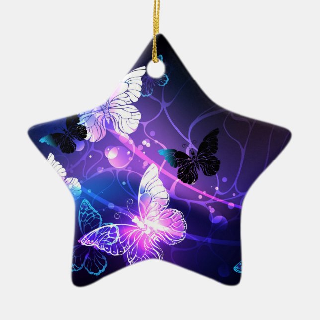 Ornamento De Cerâmica Fundo com Borboletas Noturnas (Frente)