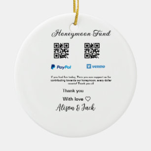Ornamento De Cerâmica Fundo de lua de mel doação venomo pagamento Q R ca
