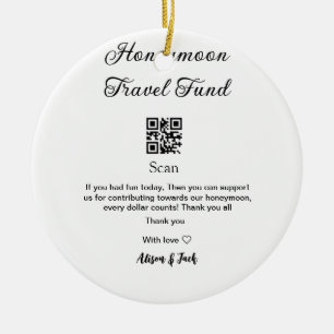 Ornamento De Cerâmica Fundo de lua de mel ler código QR adicionar nome