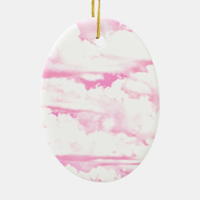 Ornamento De Cerâmica Fundo de Moda das Nuvens Rosa (Verso)