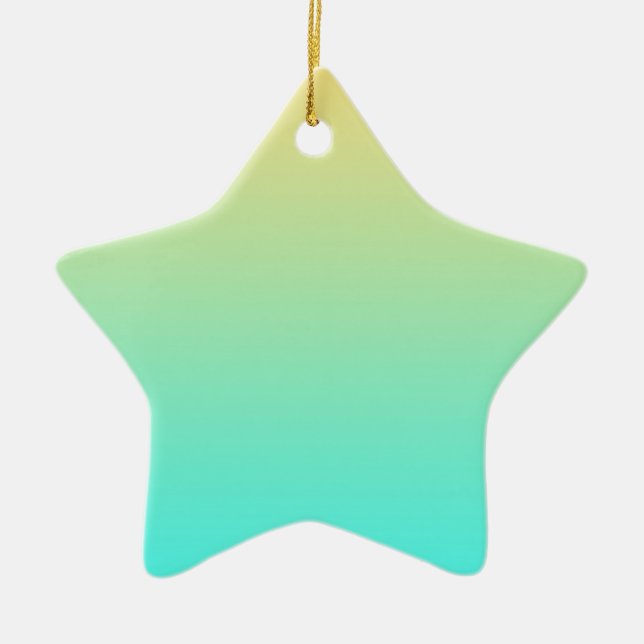 Ornamento De Cerâmica Fundo Gradiente Pastel Turquesa Amarelo (Frente)