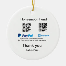 Ornamento De Cerâmica Fundo Honeymoon PayPal Venmo obrigado de código QR