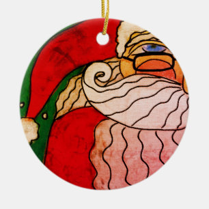 Ornamento De Cerâmica Funky Abstrato Art Papai Noel