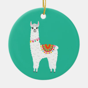 Ornamento De Cerâmica Funky Alpaca lama drama animal fofo