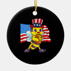 Ornamento De Cerâmica Funny 4 De Julho De 2021 Beekeeper American