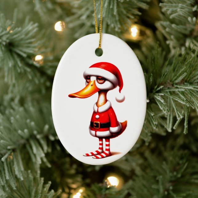 Ornamento De Cerâmica Funny Animated Duck Christmas Card (Árvore)