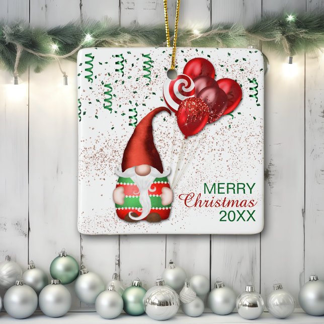 Ornamento De Cerâmica Funny Balloon Gnomo (Criador carregado)