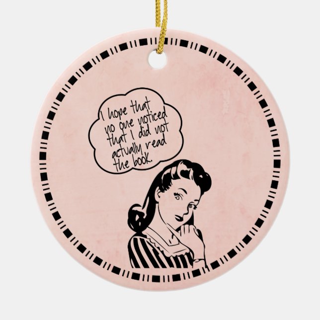 Ornamento De Cerâmica Funny Book Club (Frente)