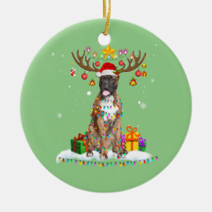 Ornamento De Cerâmica Funny Boxer Dog Christmas Tee Reindeer Christmas