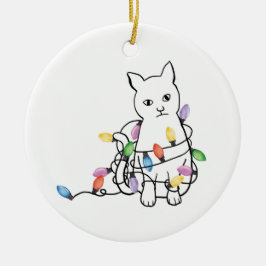 Ornamento De Cerâmica Funny Cat Christmas Holiday 