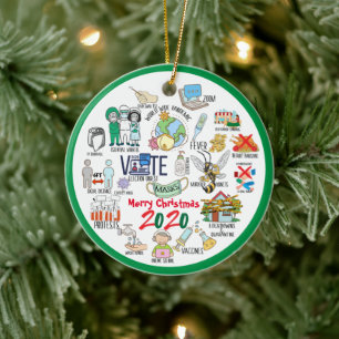 Ornamento De Cerâmica Funny Covid 19 2020 Memórias de Natal 2 Cerâmica