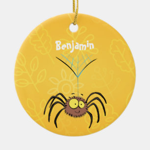 Ornamento De Cerâmica Funny cute fluffy spider cartoon