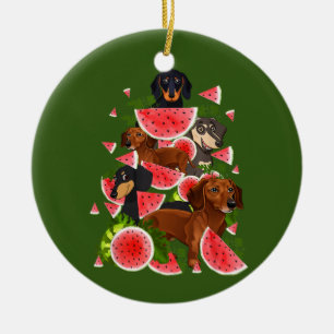 Ornamento De Cerâmica Funny Dachshund Árvore de Natal Verão