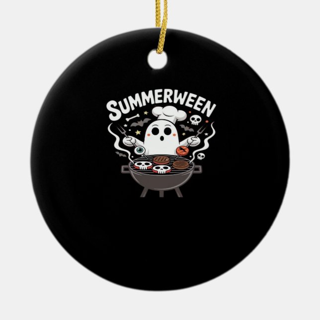 Ornamento De Cerâmica Funny de CHURRASCO Summerween (Frente)