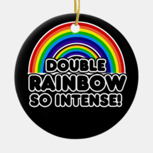 Ornamento De Cerâmica Funny Double Rainbow OMG