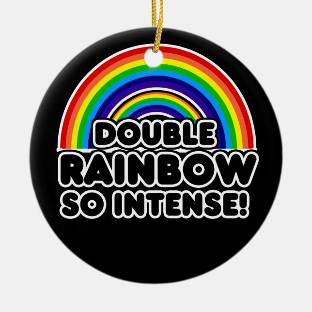 Ornamento De Cerâmica Funny Double Rainbow OMG (Frente)