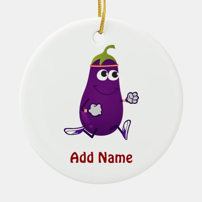 Ornamento De Cerâmica Funny EggPlant Runner (Frente)