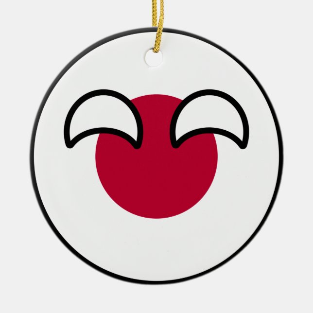 Ornamento De Cerâmica Funny Geeky Japão Countryball Flag (Frente)