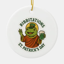 Ornamento De Cerâmica Funny Green Frog St. Patrick's Day 