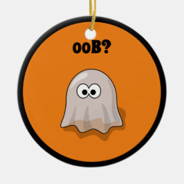Ornamento De Cerâmica Funny Halloween Ghost Says Boo Backwards