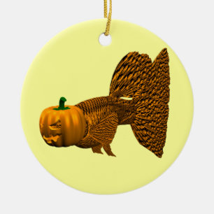 Ornamento De Cerâmica Funny Orange Guppy