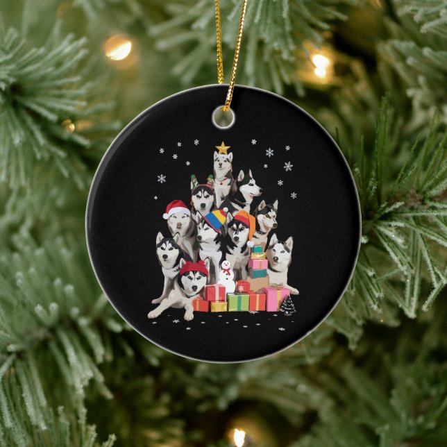 Ornamento De Cerâmica Funny Siberian Husky Christmas Tree Pet Dog Lover  (Árvore)