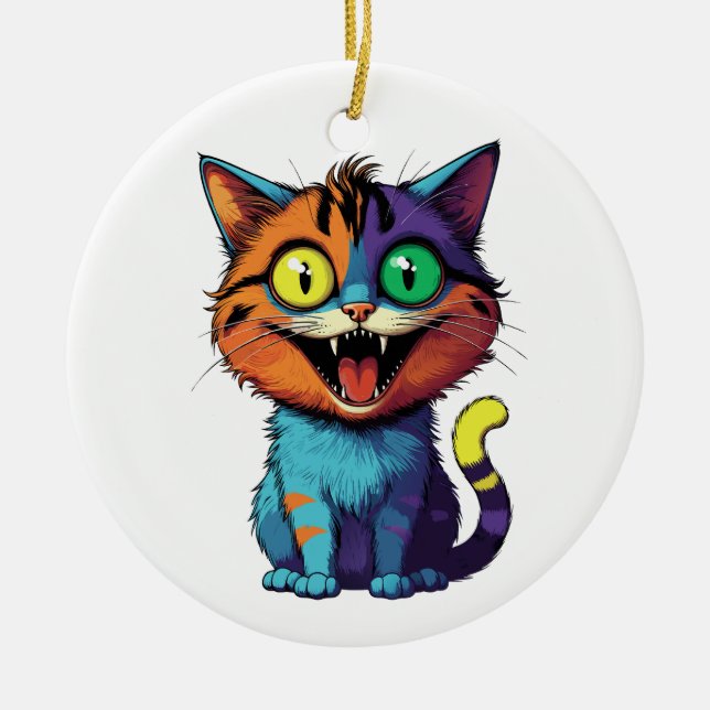 Ornamento De Cerâmica Funny - Smile Cat -  (Frente)