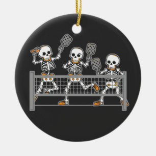 Ornamento De Cerâmica Funny Spookey Três Esqueletos Jogando Piquenique P