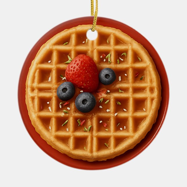 Ornamento De Cerâmica Funny Waffle Ornament – Personalized Gift Idea (Frente)
