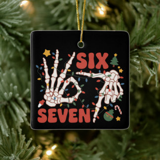 Ornamento De Cerâmica Funny Xmas 67 Skeleton Hand Six Seven Christmas