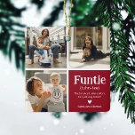 Ornamento De Cerâmica Funtie 3 Photo Collage Definition Fúcil Natal C<br><div class="desc">Bela Enfeites de natal Funtie. Presentes perfeitos para uma TIA DIVERTIDA! Basta carregar 3 de suas fotos favoritas,  personalizar a definição e personalizar adicionando nome/s.</div>