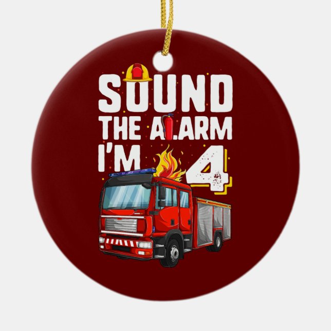 Ornamento De Cerâmica Furgão de 4 anos Birthday Toddler (Frente)