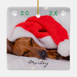 Ornamento De Cerâmica Furry & Bright (adicione sua foto) árvore de Natal