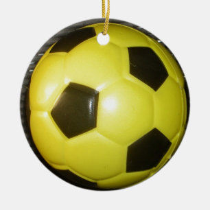 Ornamento De Cerâmica Futebol amarelo e preto.
