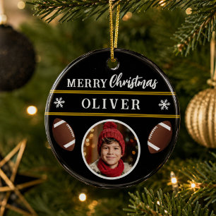 Ornamento De Cerâmica Futebol Ball Personalizado Nome Feliz Foto de Nata