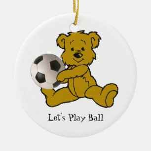 ORNAMENTO DE CERÂMICA FUTEBOL BEAR-ORNAMENT