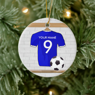 Ornamento De Cerâmica Futebol branco personalizado Jersey