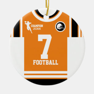 Ornamento De Cerâmica Futebol Champ Jersey Orange White Ornament