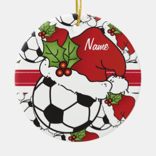 Ornamento De Cerâmica Futebol de Natal ⚽ Bola Personalizar