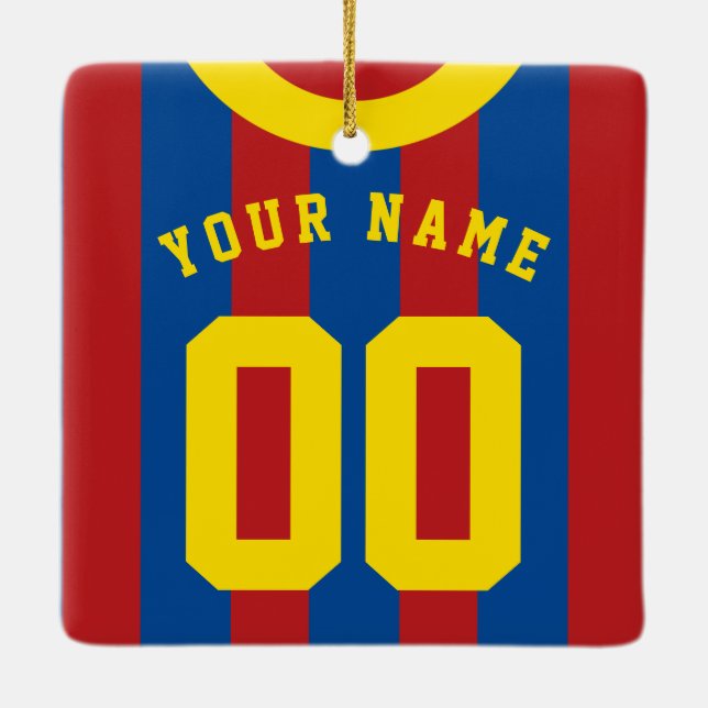 Ornamento De Cerâmica Futebol de Rugby Jersey Nome Número Modelo (Verso)